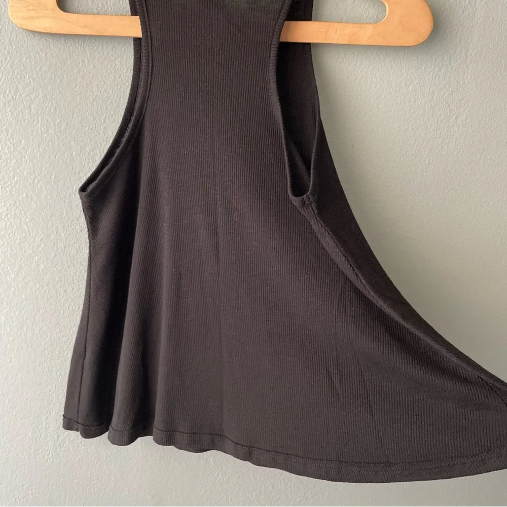 Free People | Black Ribbed Flowy Muscle Tank Top - Picture 4 of 7